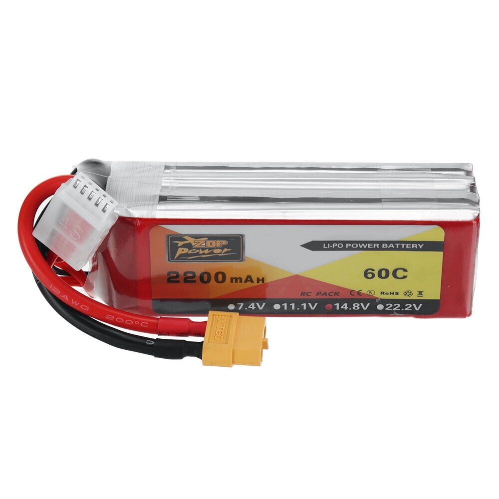 ZOP power 14,8 в 2200 мач 60C 4S lipo батарея разъем XT60 для RC дрон - характеристики