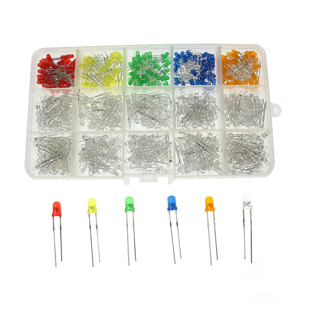 150/300/750PCS 3mm 15 Colors LED Lights Emitting Diodes Assortment Set Kit High Color Rendering Index for Arduino DIY El - выбрать