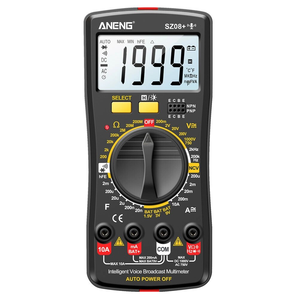 ANENG SZ08 Digital Мультиметр Ultra-thin Storage Professional Multimetro Auto Voltmeter AC DC 220V Сопротивление Handhol - заказать