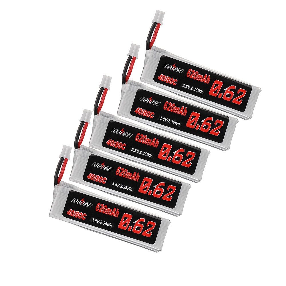 5Pcs URUAV 3.8V 620mah 40C / 80C 1S HV 4.35V lipo батарея PH2.0 штекер для FPV RC дрон - скидка