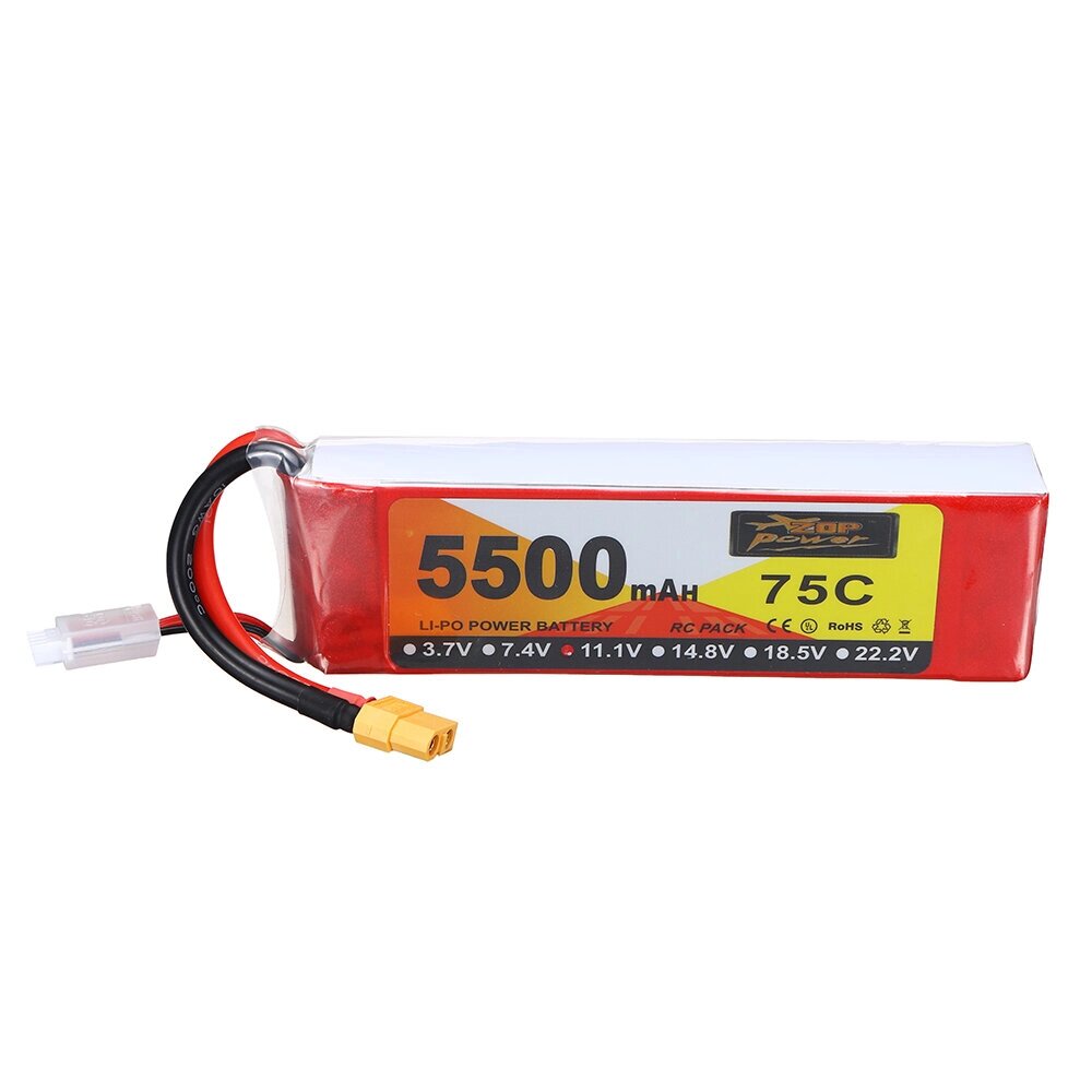 ZOP power 11,1 в 5500 мач 75C 3S lipo батарея разъем XT60 для RC дрон - гарантия