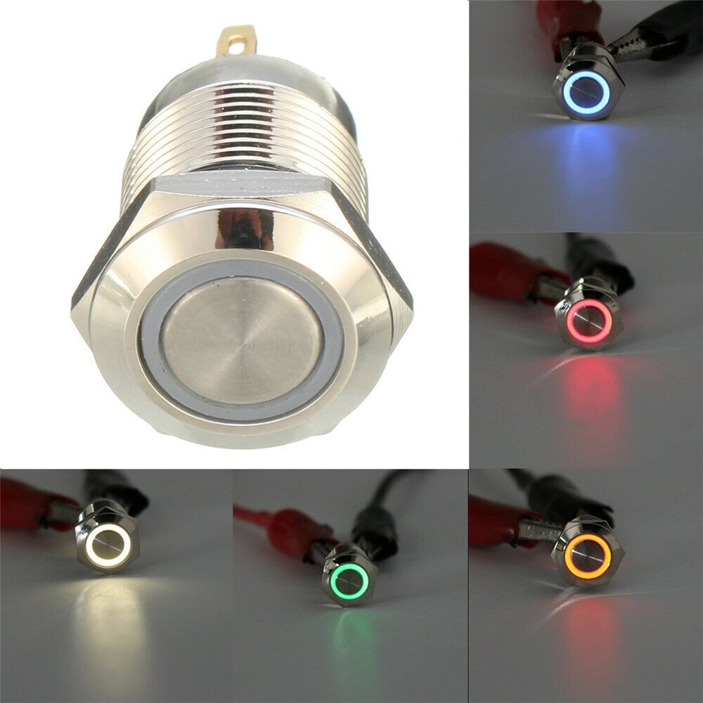 DC 12V 12mm 4-контактный импульсный выключатель Led Light Metal Push Button Водонепроницаемы Switch - выбрать