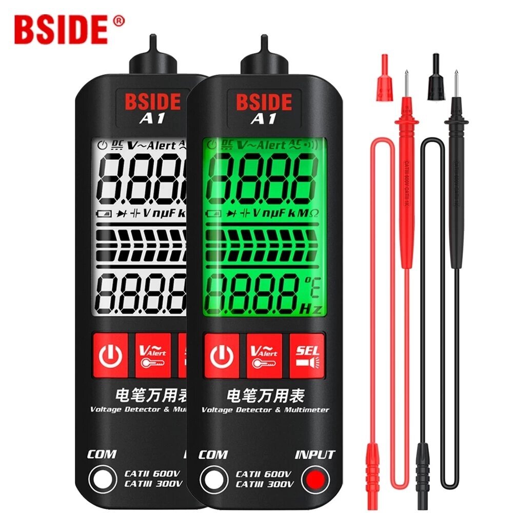 BSIDE A1 Voltage Tester Detector Multimeter Color Display Non-Contact electric pen Dual Range Live Wire test Ohm Hz NCV - опт