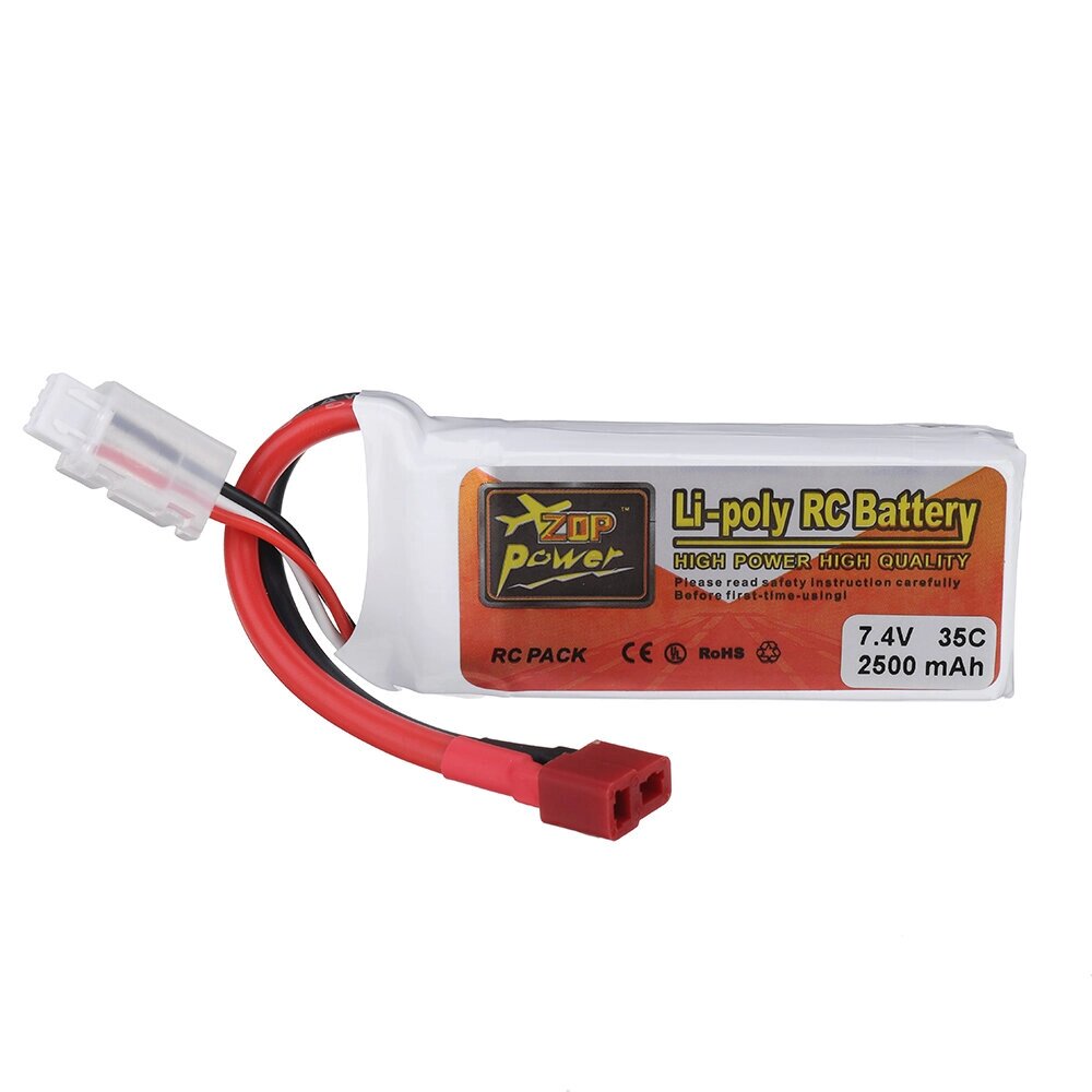 ZOP Power 7.4V 2500mAh 35C 2S LiPo Батарея T Deans Plug для RC Дрон - наличие