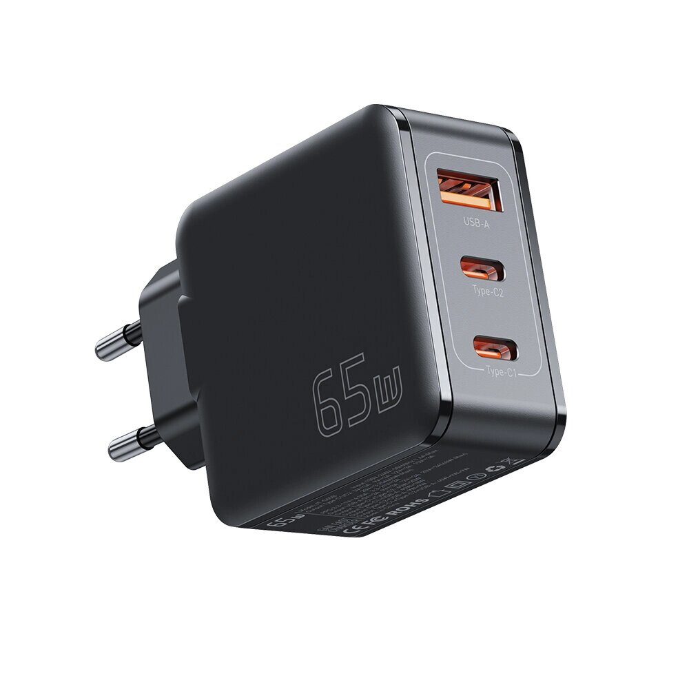 [Gan tech] essager JT-G65B 65 вт 3-портовое зарядное устройство USB PD 65 вт dual тип-c PD2.0 PD3.0 PPS QC4.0 USB-A QC2. - отзывы