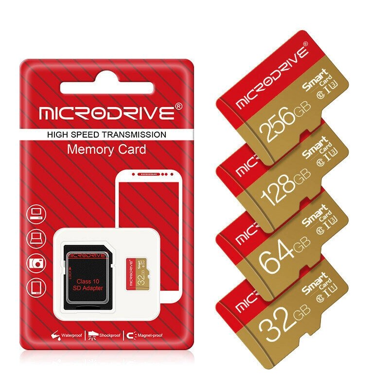 Microdrive CLASS10 Высокоскоростная карта памяти TF 32GB 64GB 128GB 256GB Micro SD Card Flash Смарт-карта для вождения т - описание