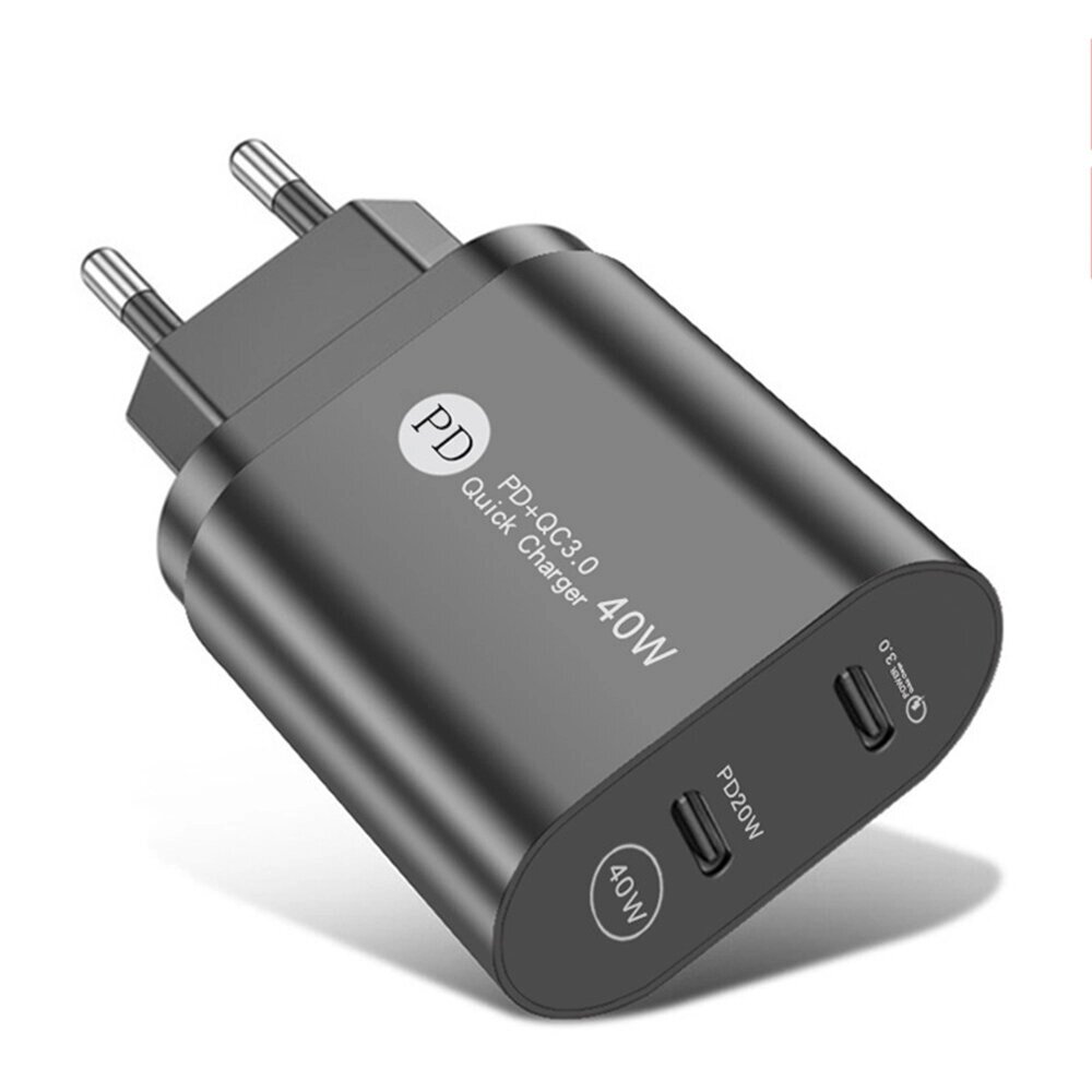 ПД40Вт 2-портовое зарядное устройство USB PD Dual 20W PD QC3.0 Адаптер настенного зарядного устройства с быстрой зарядко - опт