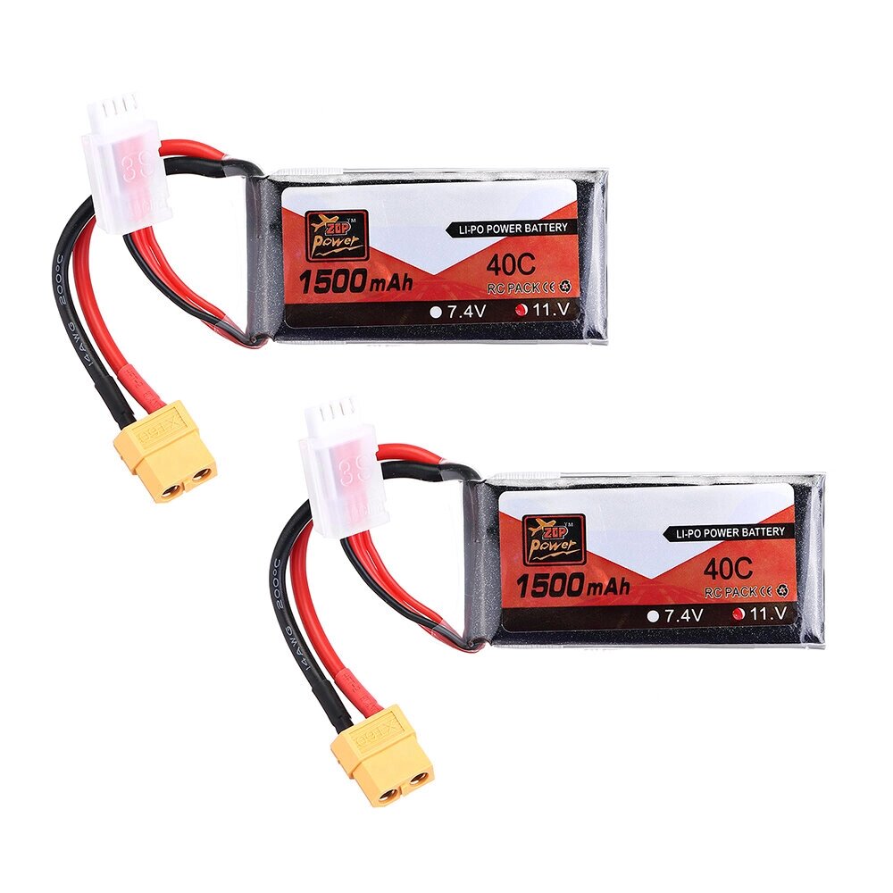 2Pcs ZOP power 11.1V 1500mah 40C 3S lipo батарея XT60 plug - Узбекистан