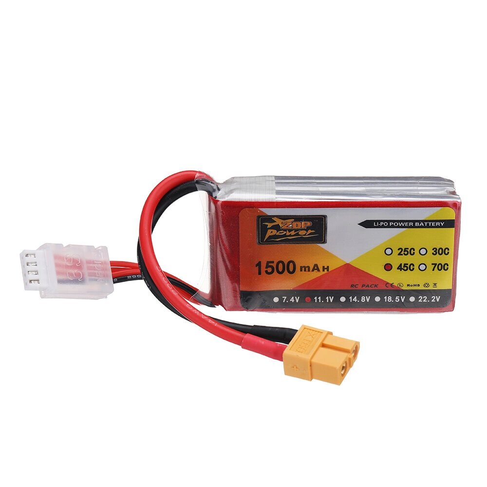 ZOP POWER 11.1V 1500mah 45C 3S lipo батарея разъем XT60 для RC дрон - Андижан