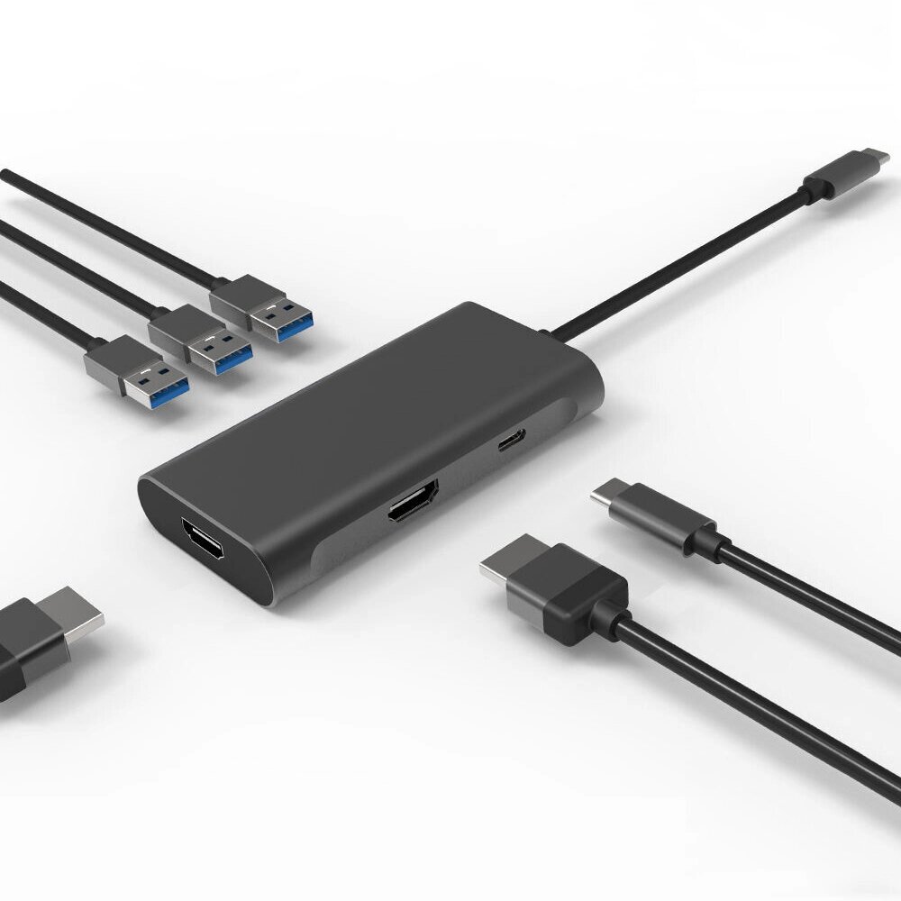 Bakeey 8K @ 30 Гц 6 в 1 Док-станция USB-C Hub 3 * USB3.0 5 Гбит / с HDMI UHD Video Type-C PD 100 Вт Поддержка быстрой за - преимущества