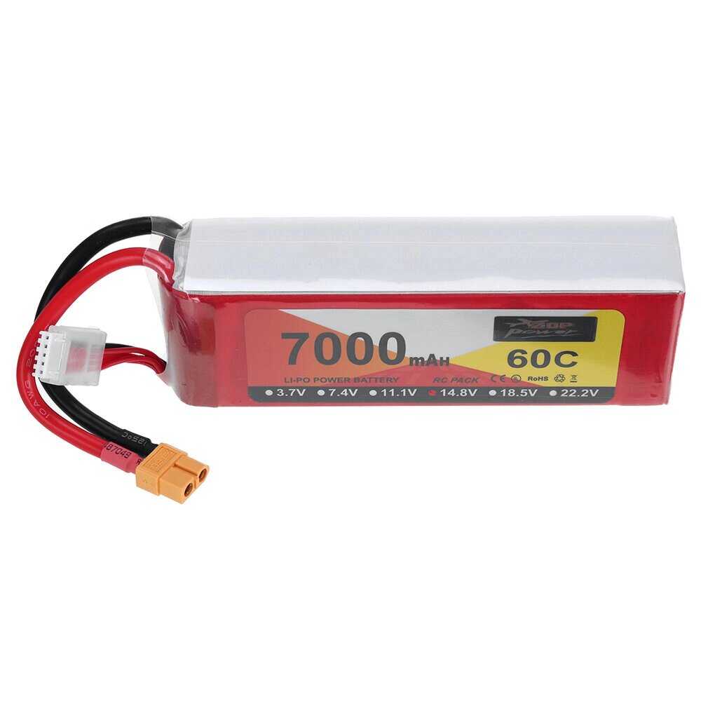 ZOP Power 14.8V 7000mAh 60C 4S LiPo Battery XT60 Plug for RC Racing Drone - акции