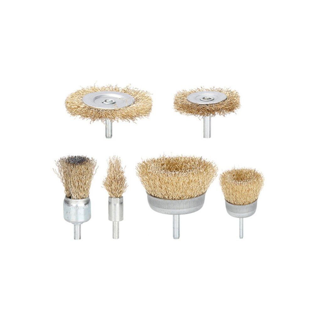 6/7/9Pcs 6mm Shank Electric Grinder Wire Wheel Brush Drill Bit Brass Coated Wire Brush Set For Removal Rust Corrosion Me - сравнение