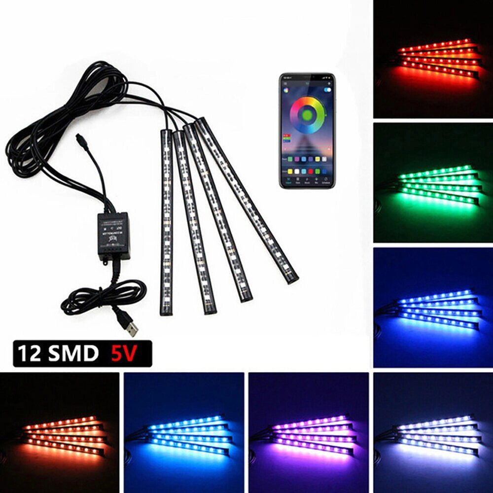 48 LED Авто Внутренняя подсветка для ног Подсветка Дистанционный App Music Control Auto RGB Декоративные лампы - преимущества