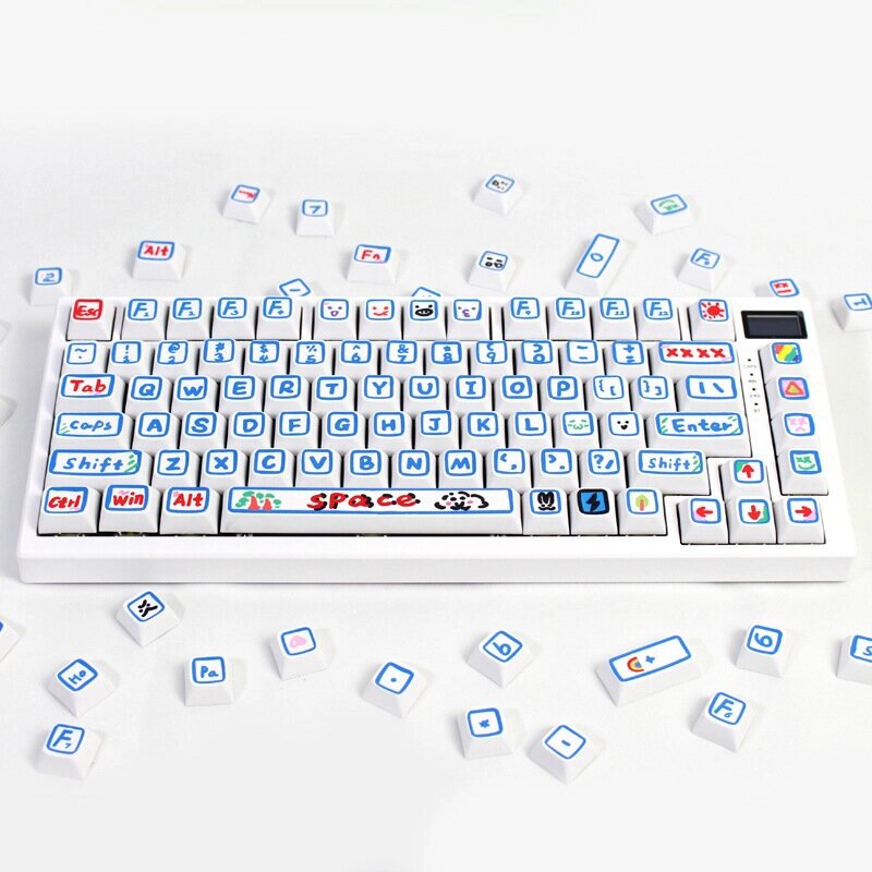 126 клавиш граффити PBT Keycap Set XDA Profile Sublimation Cute Anime Custom Keycaps для Механический клавиатур - гарантия