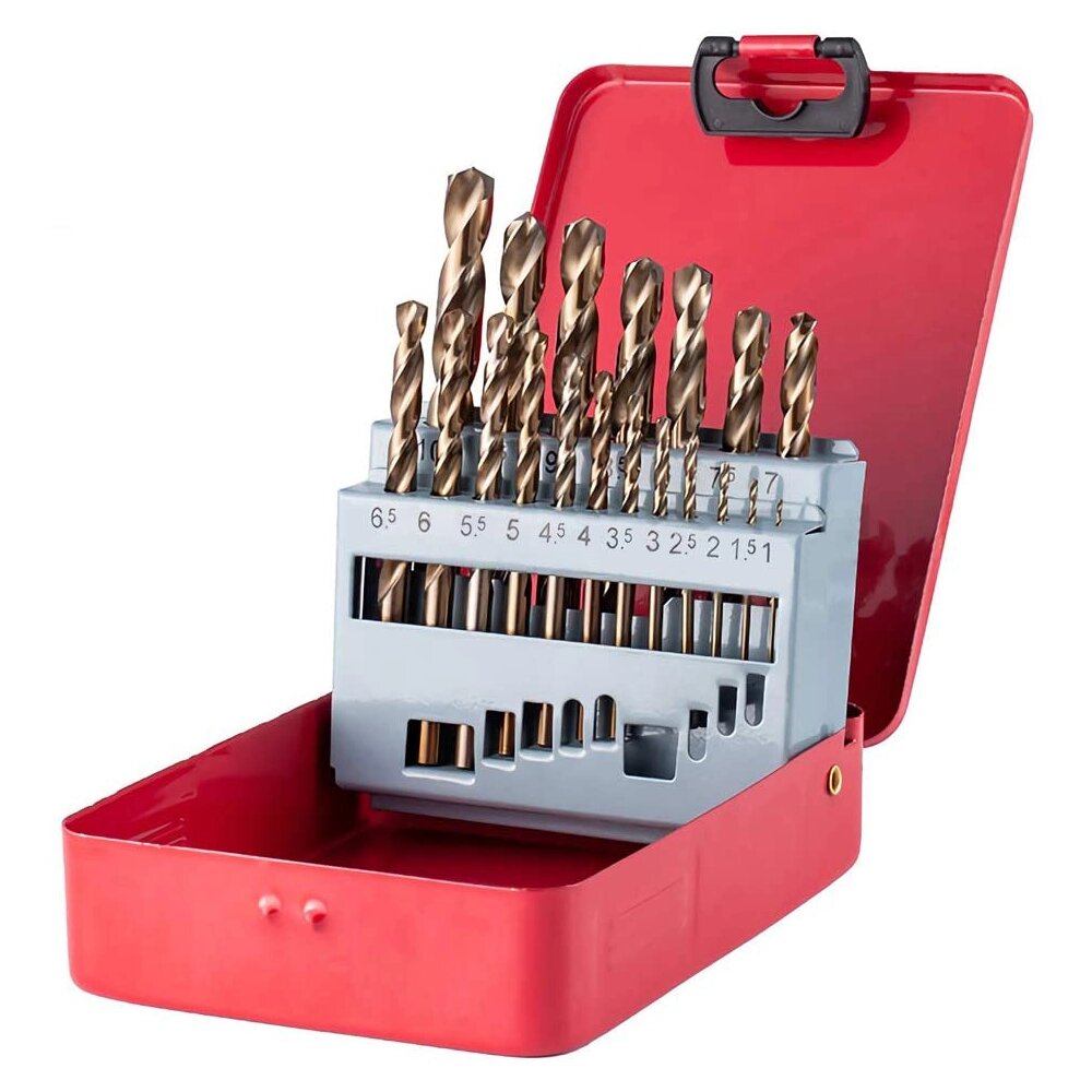 Drillpro M35 Cobalt Сверло Set HSS-Co Jobber Length Twist Сверло s with Metal Case for Stainless Steel Wood Metal Drillin - Узбекистан