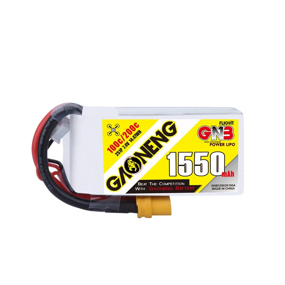 Gaoneng GNB 7.4V 1550mAh 100C 2S LiPo Батарея XT60 Штекер для RC Дрон - распродажа