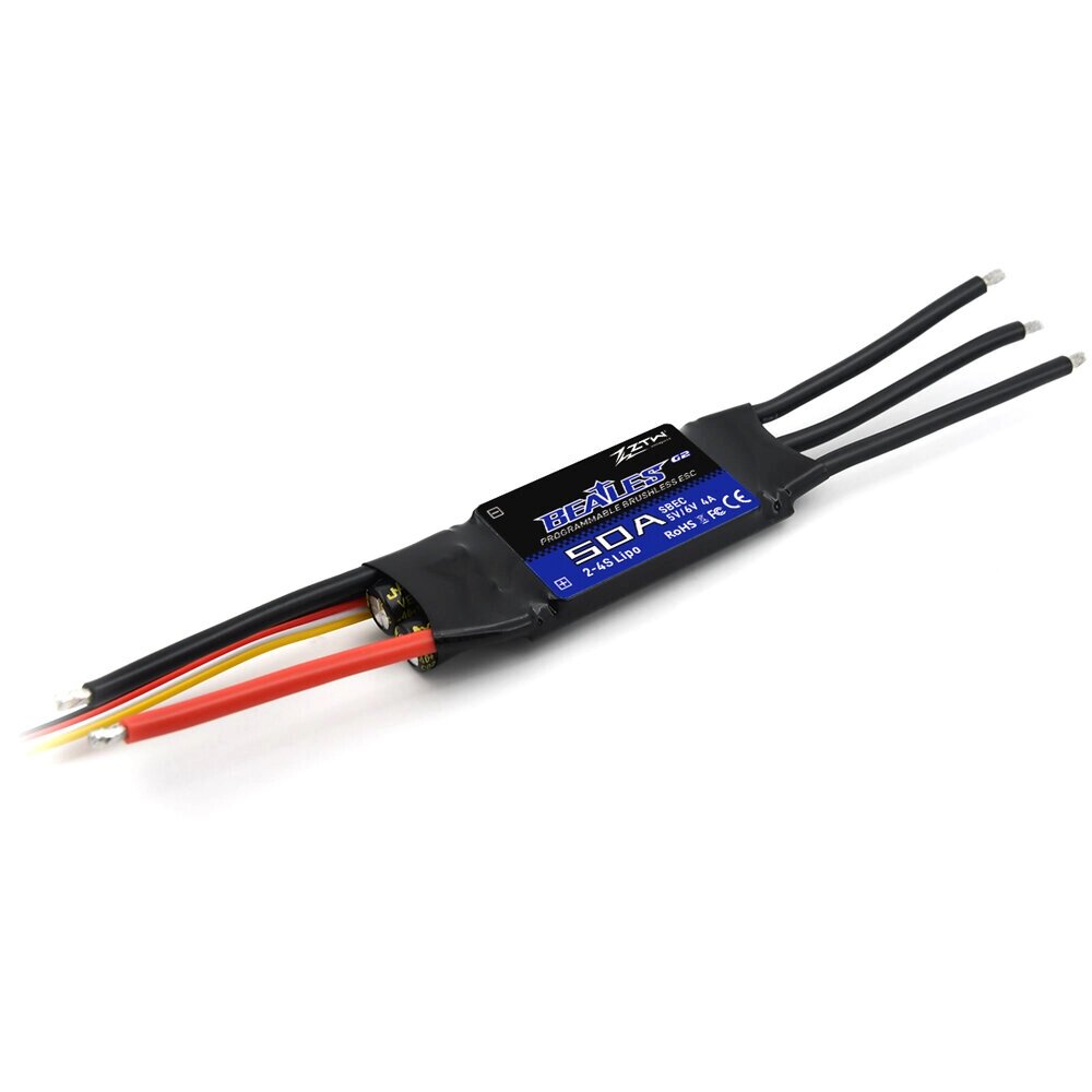 ZTW 32 Bit Beatles G2 50A 2-4S Бесколлекторный ESC с 5V/6V 4A SBEC для самолета с неподвижным крылом RC - описание