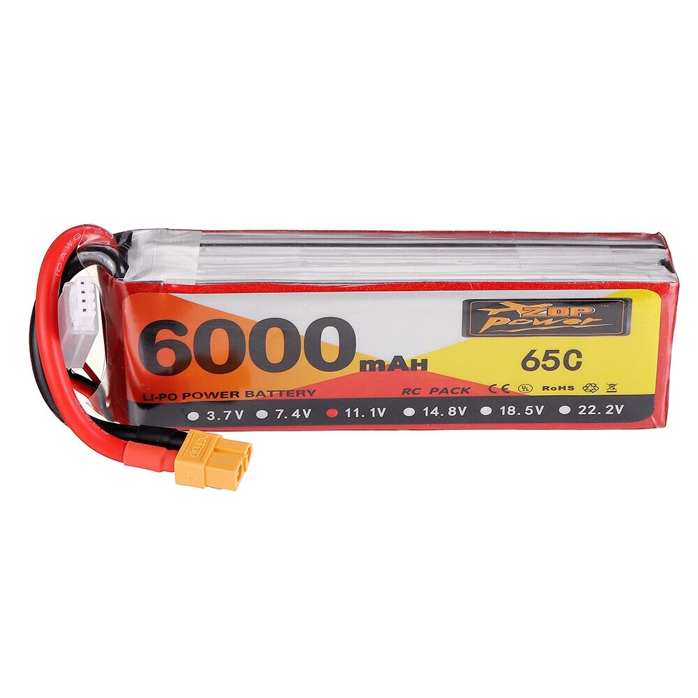 ZOP Power 11.1V 6000mAh 65C 3S Lipo Батарея XT60 Разъем для RC Дрон - наличие