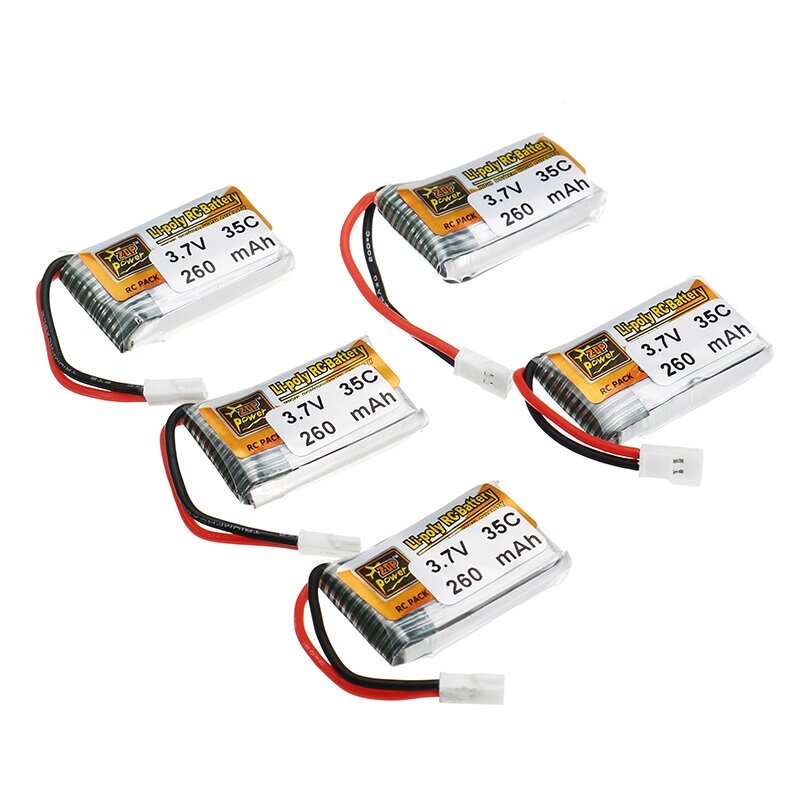 5 X ZOP Power 3.7V 260mAh 35C Lipo Батарея Белый штекер для РУ Квадрокоптер - опт