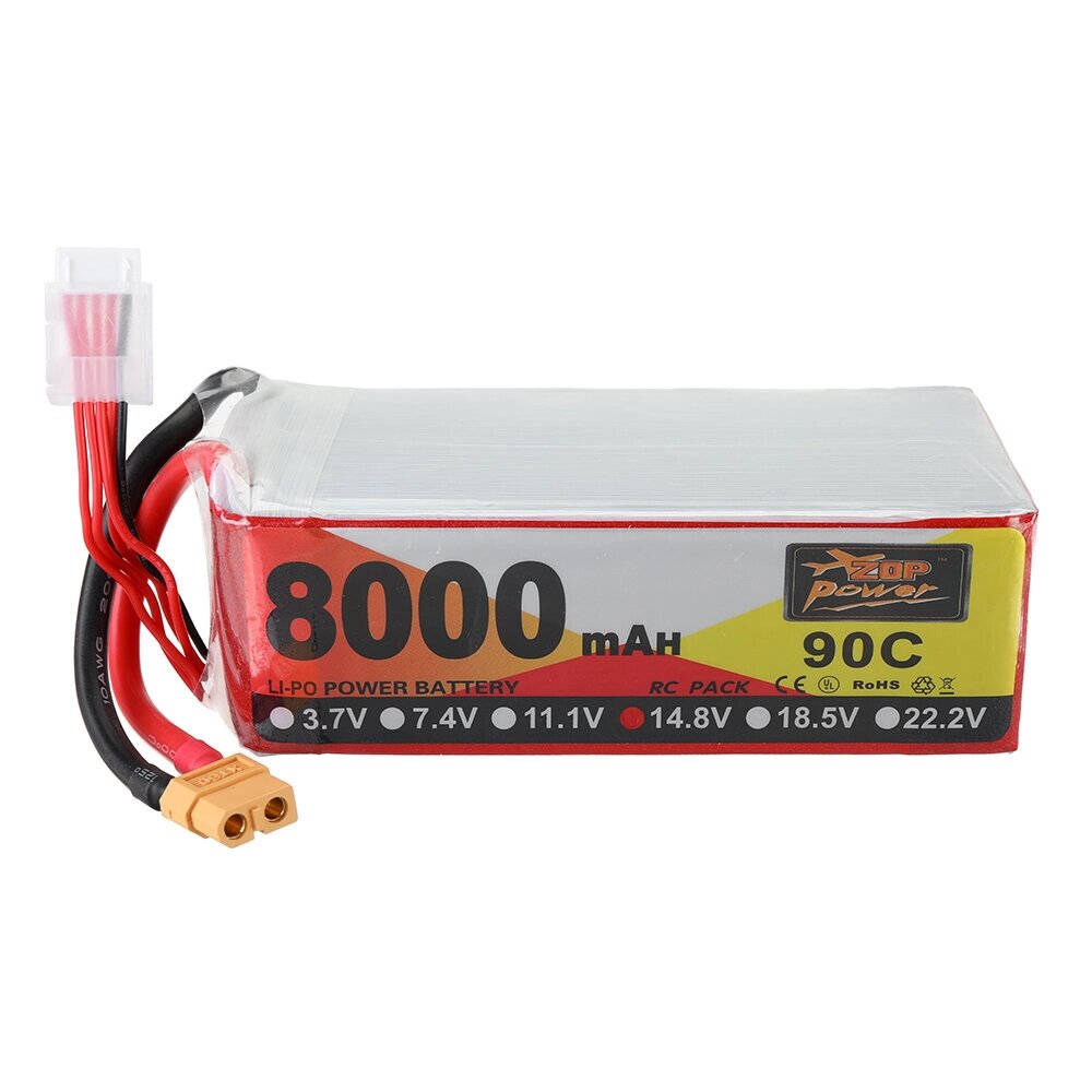 ZOP Power 14.8V 8000mAh 90C 4S Lipo Батарея XT60 Разъем для RC Racing Дрон - преимущества