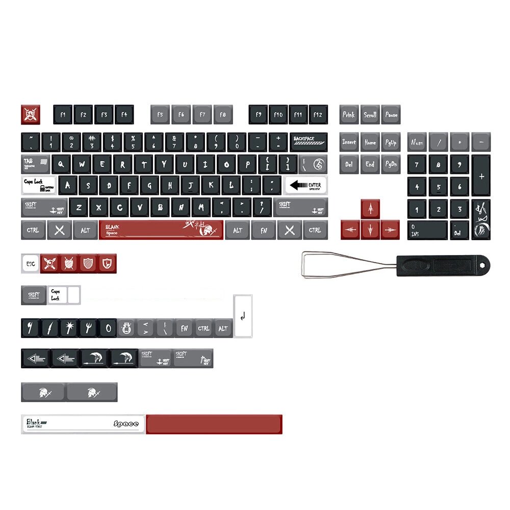 JSJT 133 Keys Король войны PBT Keycap Set XDA Profile Пятисторонняя сублимация Custom Keycaps для клавиатур Механический - розница