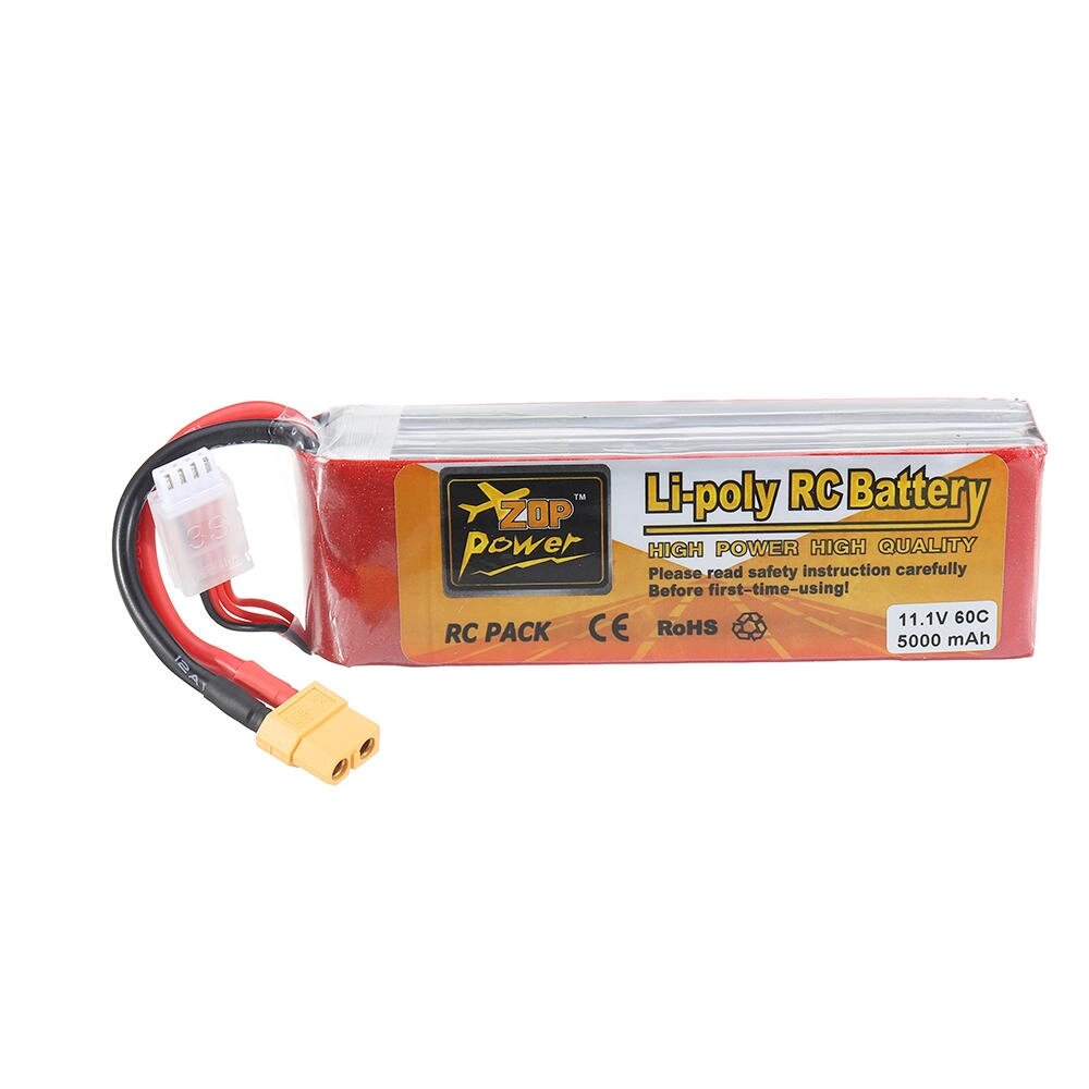 ZOP Power 11.1V 5000mAh 60C 3S Lipo Батарея XT60 Разъем для РУ Квадрокоптер Авто - фото