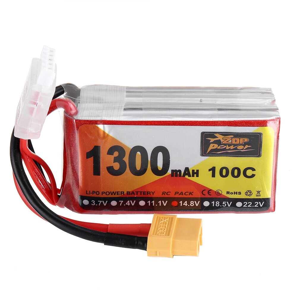 ZOP Power 14.8V 1300mAh 100C 4S Lipo Батарея XT60 Разъем для RC Racing Дрон - выбрать