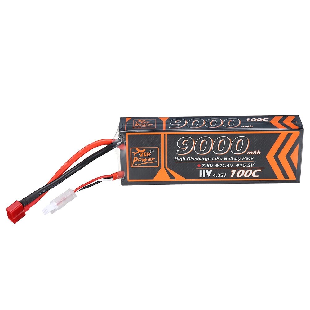 ZOP Power 7.6V 9000mAh 100C 2S LiPo Батарея T Deans Plug для RC Авто - акции