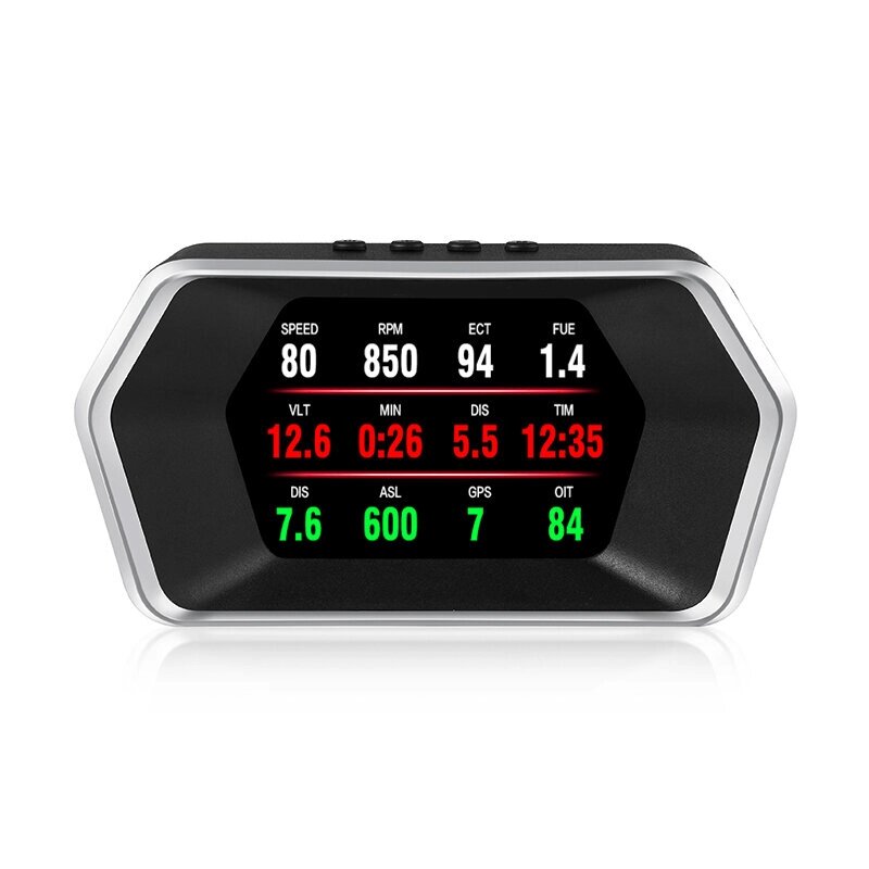 GEYIREN P17 4,3 &quot;OBD + GPS Двойная система HUD Вращающийся LCD Детектор превышения скорости Температура воды Скорость Си - доставка