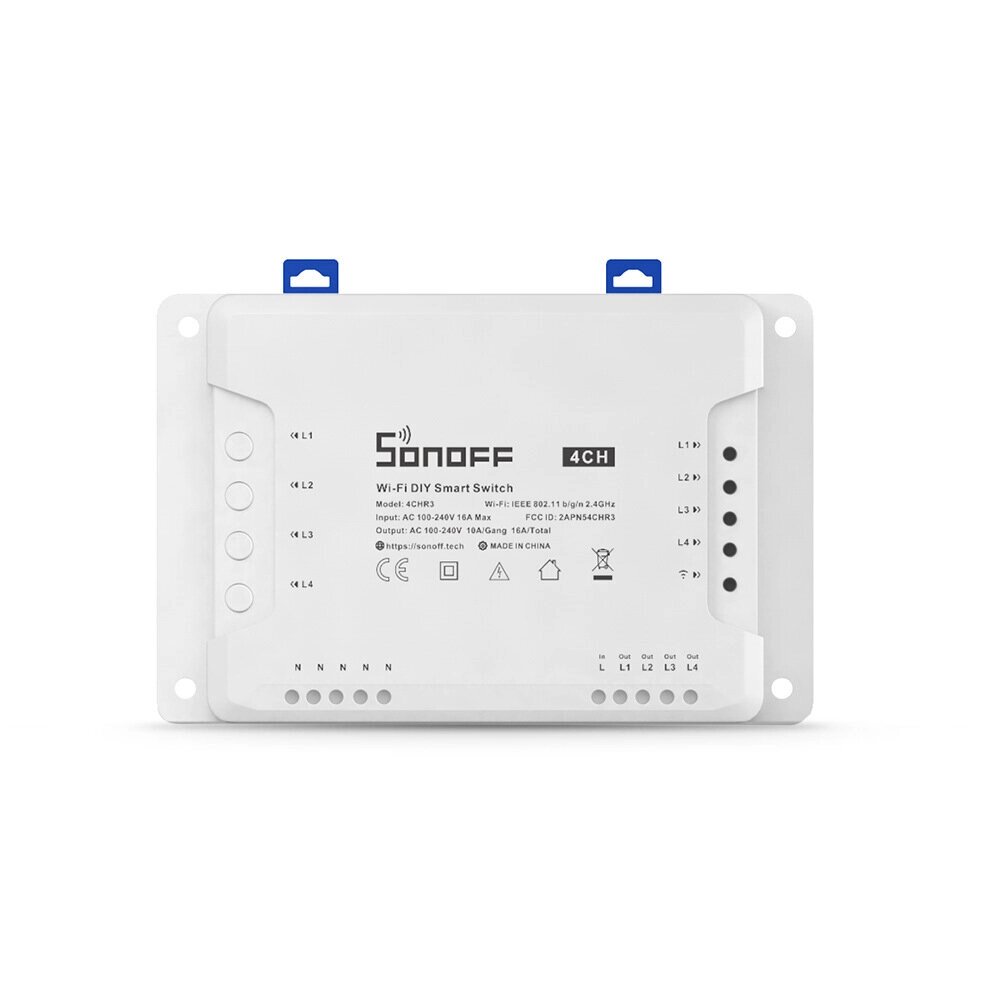 SONOFF 4CH R3 AC100-240V 50/60Hz 10A 2200W 4 Gang WiFi DIY Интеллектуальный переключатель Самоблокирующаяся блокировка 3 - гарантия