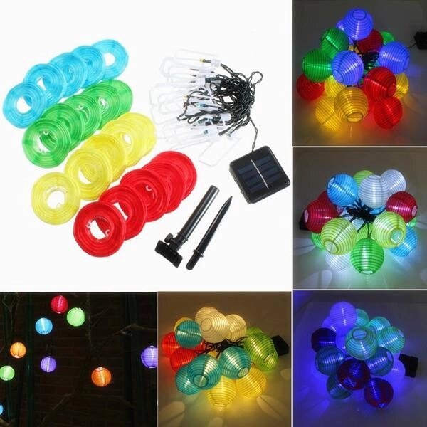 20 LED Солнечная Power Colorful Фонарь String Fairy Light На открытом воздухе Festival Сад Рождественский декор - распродажа