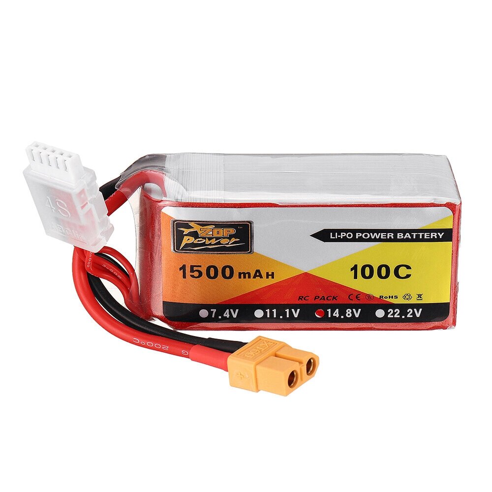 ZOP POWER 14.8V 1500mAH 100C 4S Lipo Батарея с разъемом XT60 для моделей РУ - Узбекистан