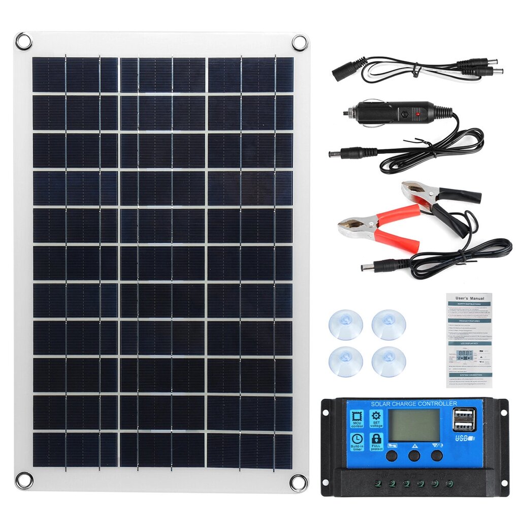 Max 100W Protable Солнечная панель Kit Dual DC USB Charger Kit Single Crystal Semi-flexible Solar Power Panel w/ None/10 - отзывы