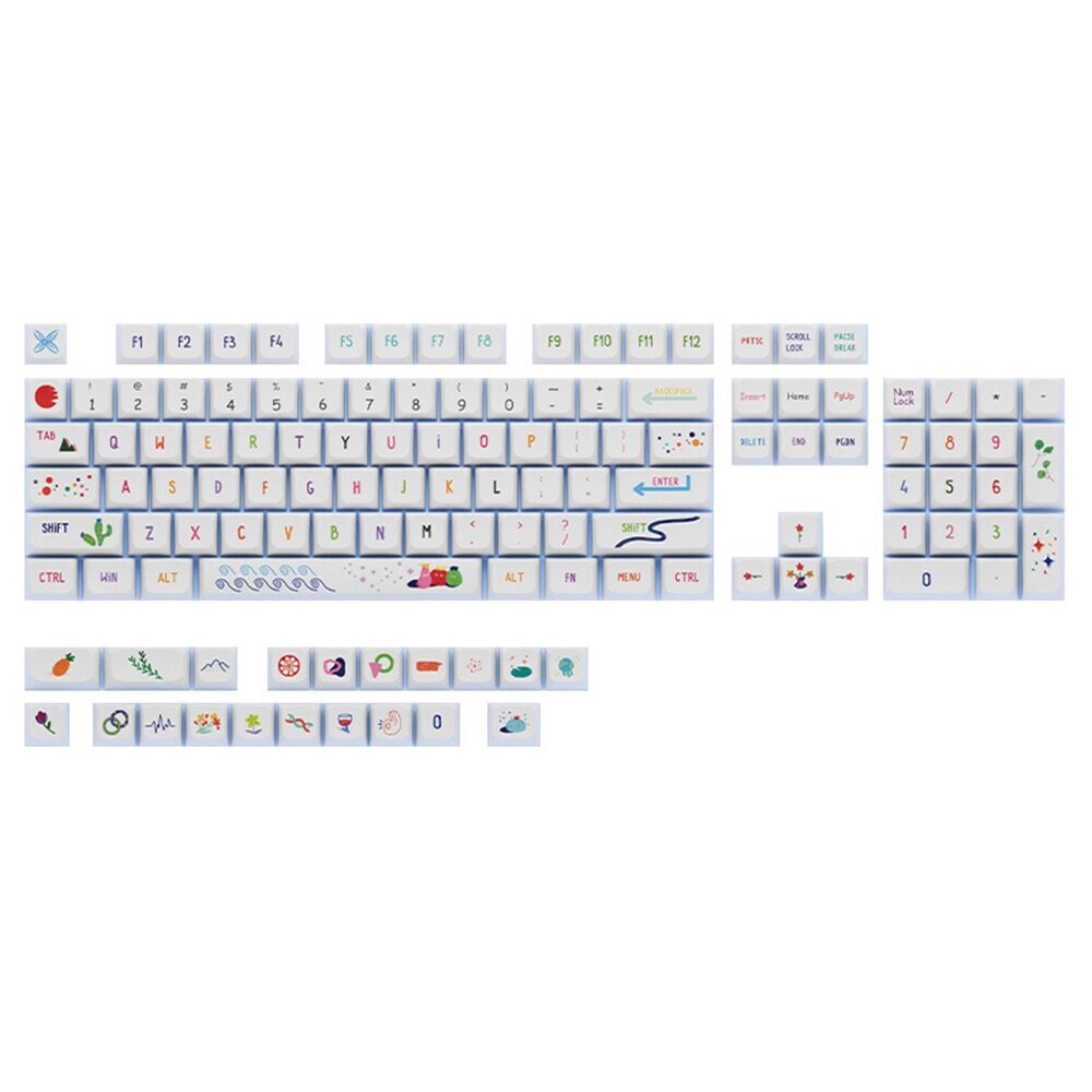 123 Keys Summer Painting Набор ключей XDA Profile Sublimation PBT Custom Keycaps для Механический клавиатур - фото