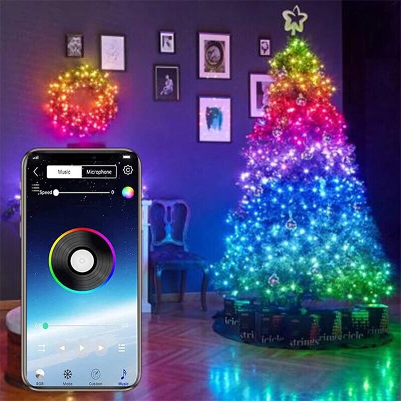 USB Fairy Lights LED String Lights Music Sync Bluetooth APP Phone Indoor На открытом воздухе Twinkle Lights 32.8FT Подве - скидка