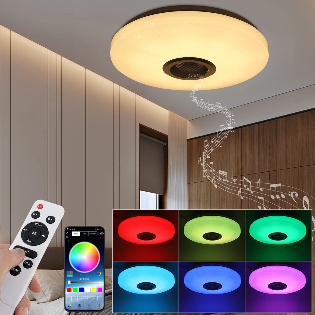 RGBW LED Потолочный светильник Music Speaker Лампа Bluetooth APP + Дистанционное Управление Спальня Умный потолок Лампа - розница