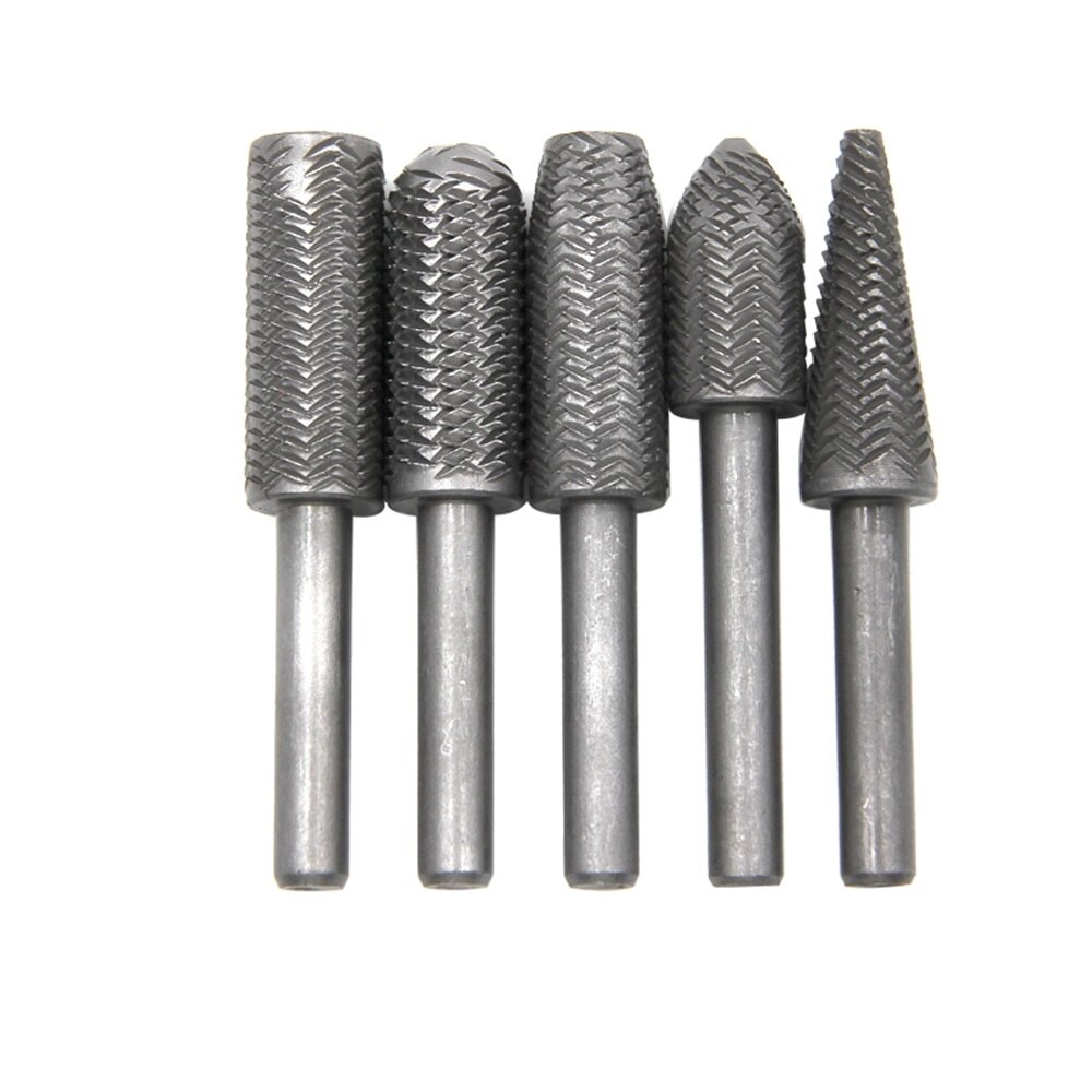 5pcs 6mm Shank Rotary Rasp Carbide Burr Rotary Cutter File Woodworking Metal Trimming Set Metal Polishing Repair Tool - особенности