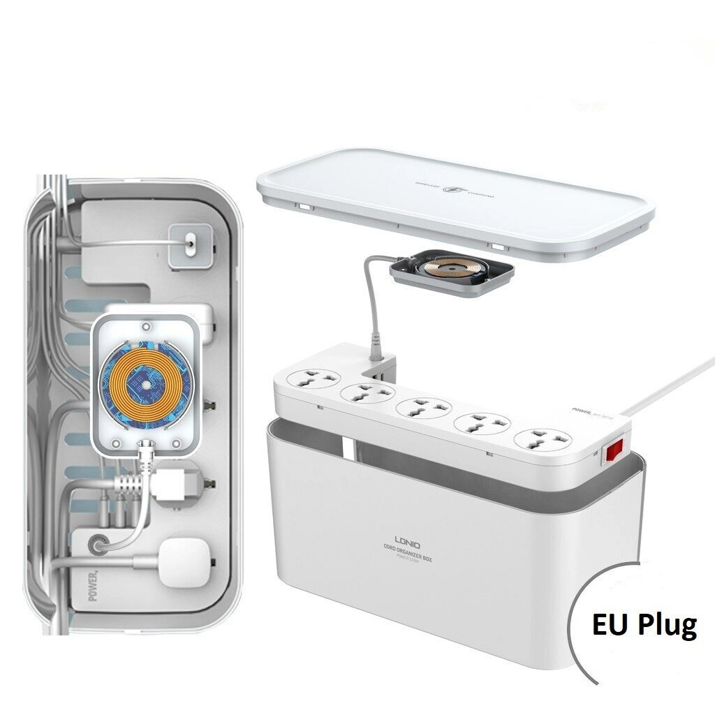 LDNIO SCW5354 5 розеток 3 порта USB 20 Вт PD QC Organizing Коробка Блок питания 15 Вт Беспроводное зарядное устройство - гарантия