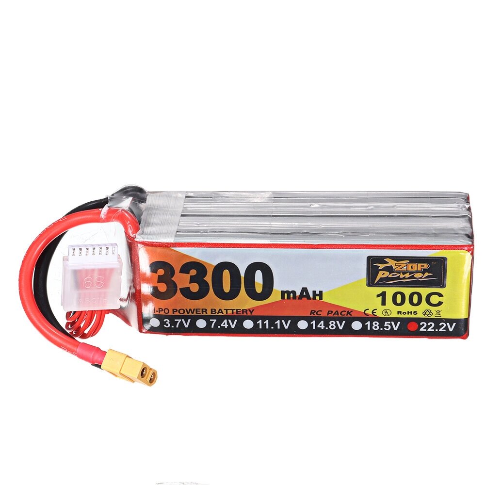 ZOP Power 22.2V 3300mAh 100C 6S Lipo Батарея XT60 Разъем для RC Racing Дрон - отзывы