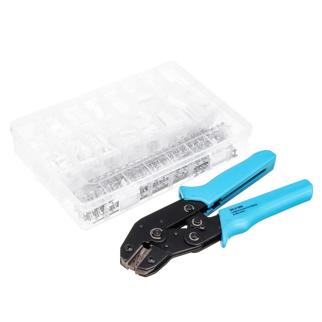 Excellway 900pcs JST-XH 2.54mm Wire Connector Terminal Kit Crimping Tool Crimper Plier Set - наличие