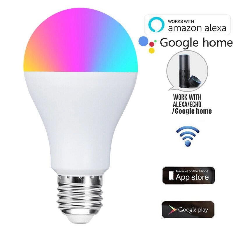 9 Вт CCT+RGB Wifi Умная лампочка E26 E27 Голосовое управление работает с Alexa Google Assistant - отзывы