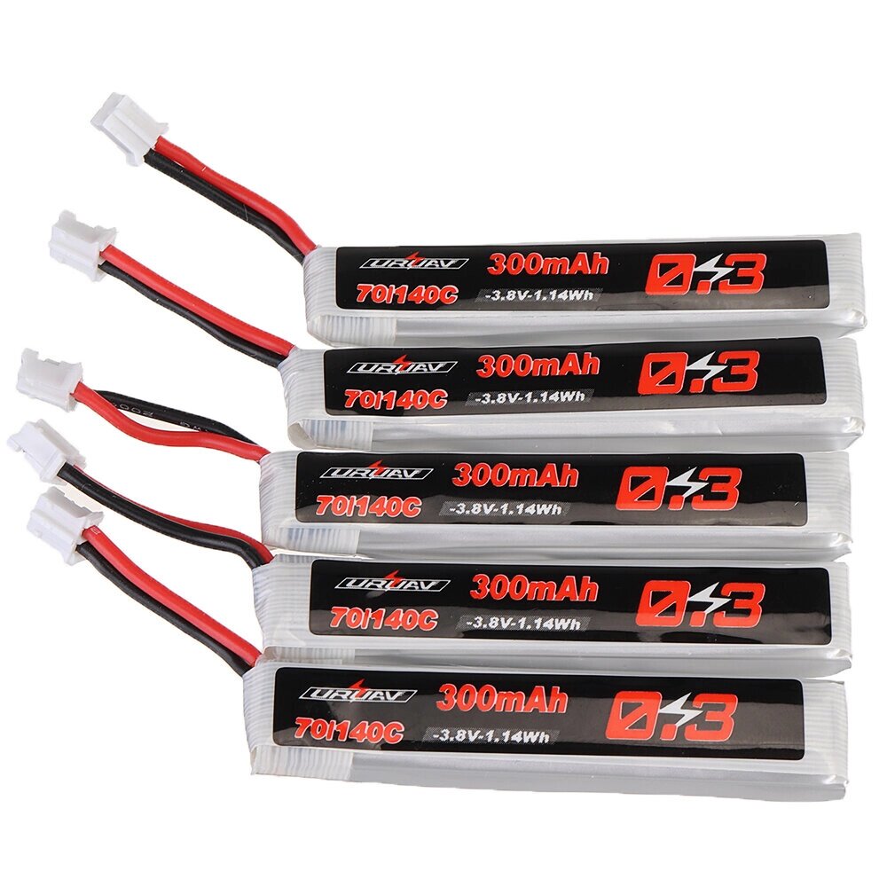 5Pcs URUAV 3.8V 300mah 70C / 140C 1S lipo батарея PH2.0 разъем для eachine trashcan snapper6 7 mobula7 - сравнение