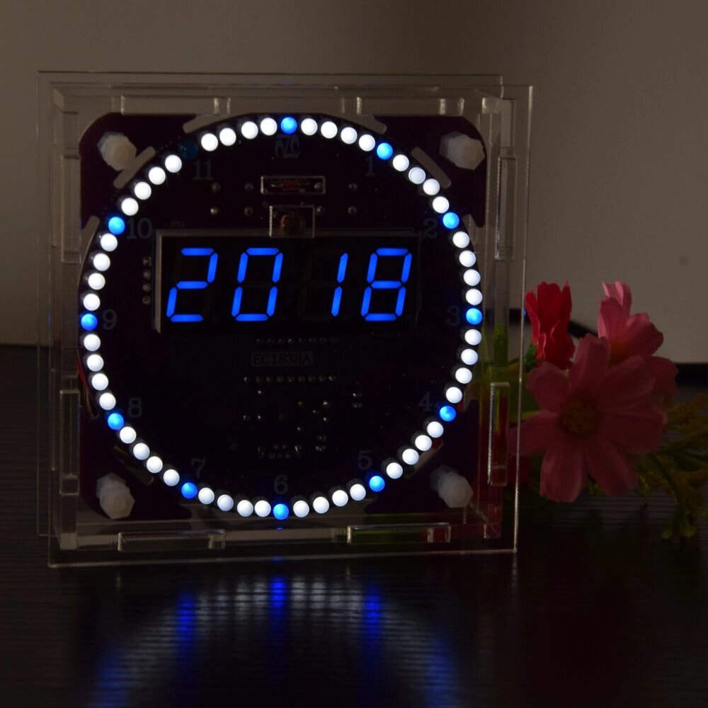 Geekcreit Fourth Generation DIY EC1838B DS1302 Light Control Rotation LED Electronic Clock Kit Music Alarm Clock With H - Андижан