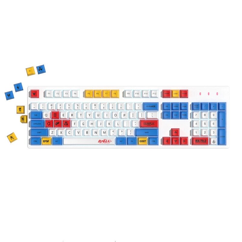 125 ключей Gundam PBT Keycap Set XDA Profile Sublimation Japanese Custom Keycaps для клавиатур Механический - распродажа