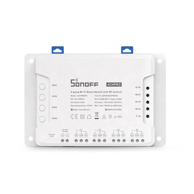 SONOFF 4CH PRO R3 AC100-240V 50/60Hz 10A 2200W 4 Gang WiFi DIY Интеллектуальный переключатель Самоблокирующаяся блокиров - гарантия