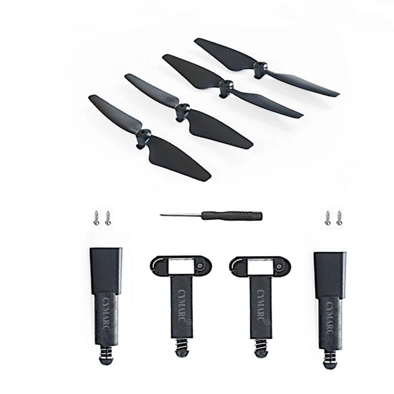 Spring Heightened Extended Landing Gear Skid Shock Absorber Leg Tripod with Propeller Props Blade Set for SJRC F22 / F22 - акции