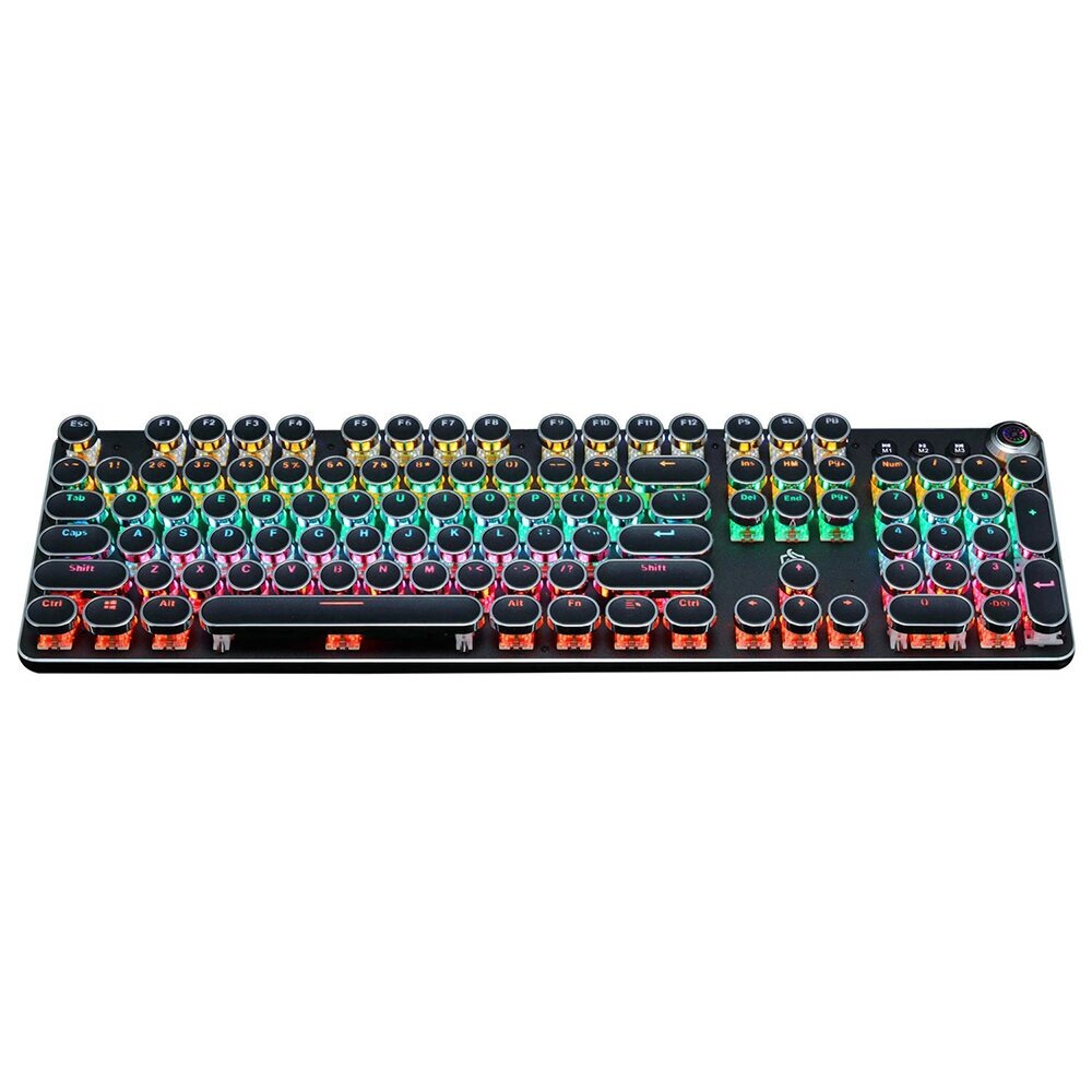 K820 Steampunk Retro Mechanical Keyboard 104 Round Keys Plated Blue Switch RGB Backlit USB Wired Gaming Keyboard for Des - Узбекистан