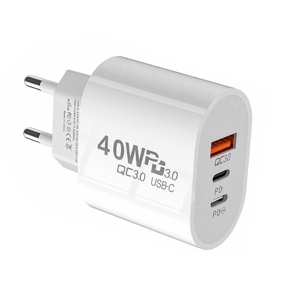 Olaf 60 Вт 3-портовое зарядное устройство USB PD Dual USB-C + USB-A PD QC3.0 Адаптер настенного зарядного устройства с б - описание