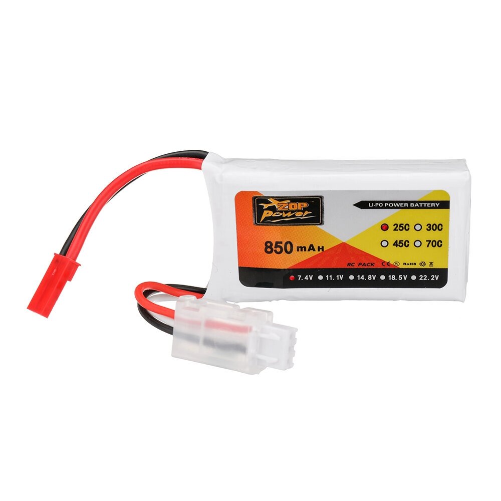 ZOP power 7.4V 850mah 25C 2S lipo батарея разъем JST для RC дрон - особенности