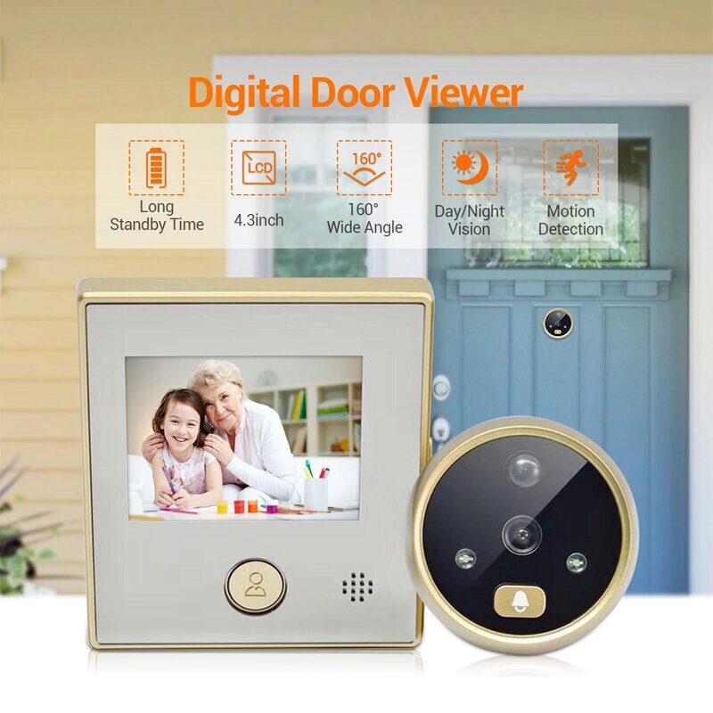 2,8-дюймовый цифровой глазок с цветным экраном Smart Video Doorbell Door камера с широкоугольным 160 ° обнаружением движ - сравнение